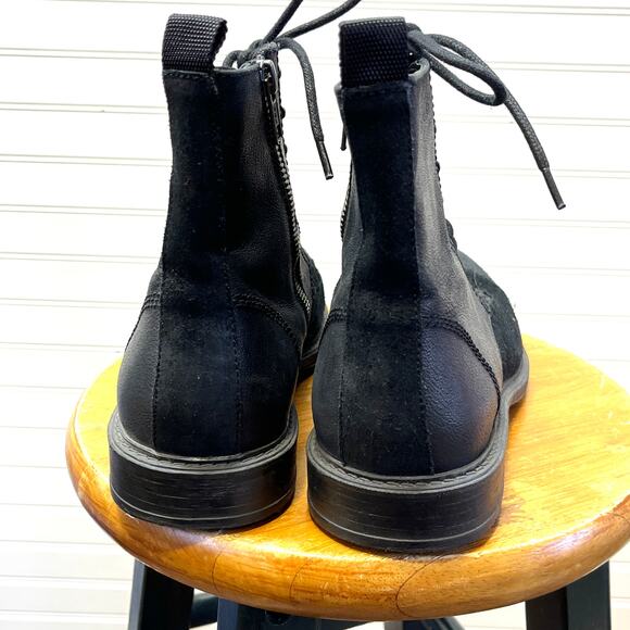 The Rail Norwood Cap Toe Suede & Leather Side Zip & Front Lace Up Boots Size 41 - Picture 9 of 12